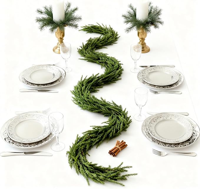 9FT Halloween Garland with Artificial Norfolk Pine - Halloween Decorations, Fall Decor, Greenery for Indoor, Mantle, Wall, Table, Outdoor Christmas Decor, Christmas Decorations