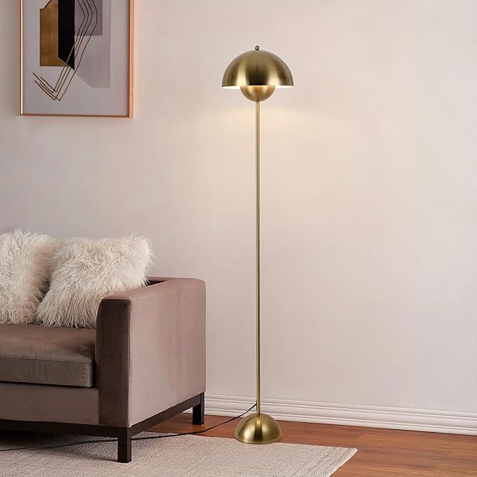 COSYLUX Modern Floor Lamp for Living Room, Industrial Tall Standing Lamp for Bedroom, Metal Shade Reflecting Light Reading Floor Lamp for Office, Nursery Room, Corner(Copperish-Gold)