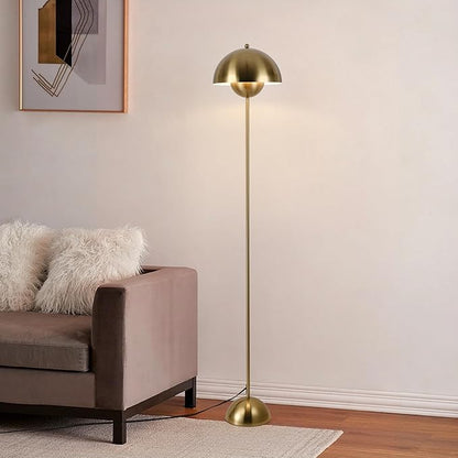COSYLUX Modern Floor Lamp for Living Room, Industrial Tall Standing Lamp for Bedroom, Metal Shade Reflecting Light Reading Floor Lamp for Office, Nursery Room, Corner(Copperish-Gold)