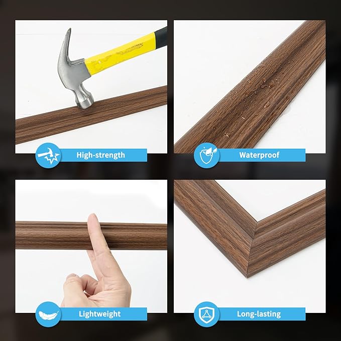 Art3d Pre-Cut Wall Molding Set of 6 pcs, Ready-to-Assemble Wainscoting Panels for Interior Wall Décor Living Room Bedroom Accent Wall - Installed with Glue, 3 Top 3 Bottom, Walnut