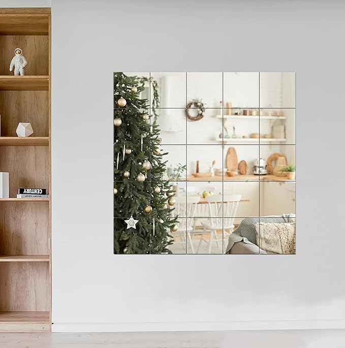 Home Gym Wall Mirror, 12"x12"x4PCS Full Length Home Gym Workout Mirror for Garage, Bedroom, Living Room, Over The Door