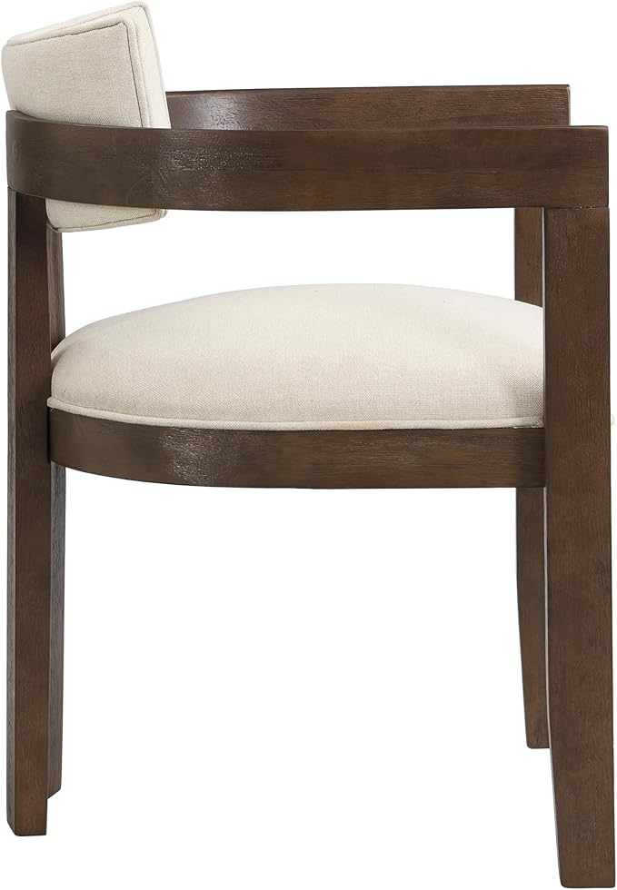 Christopher Knight Home Falcon Fabric Upholstered Dining Chairs Set of 2, Modern Wooden Dining Curved Backrest Kitchen Side Chair, Living Room for Extra Seat, Walnut+Beige