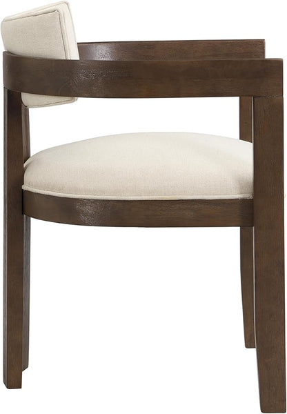 Christopher Knight Home Falcon Fabric Upholstered Dining Chairs Set of 2, Modern Wooden Dining Curved Backrest Kitchen Side Chair, Living Room for Extra Seat, Walnut+Beige