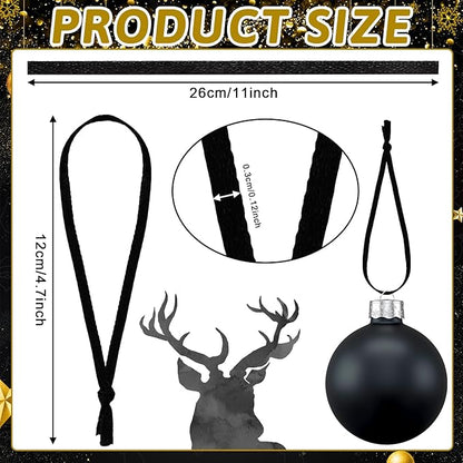 JUNEBRUSHS 300Pcs Christmas Ornament Ribbon Hangers, Hand Tied String Ties Ornament Loops Thin Ribbon for Ornaments Christmas Tree Hanging Decoration Black