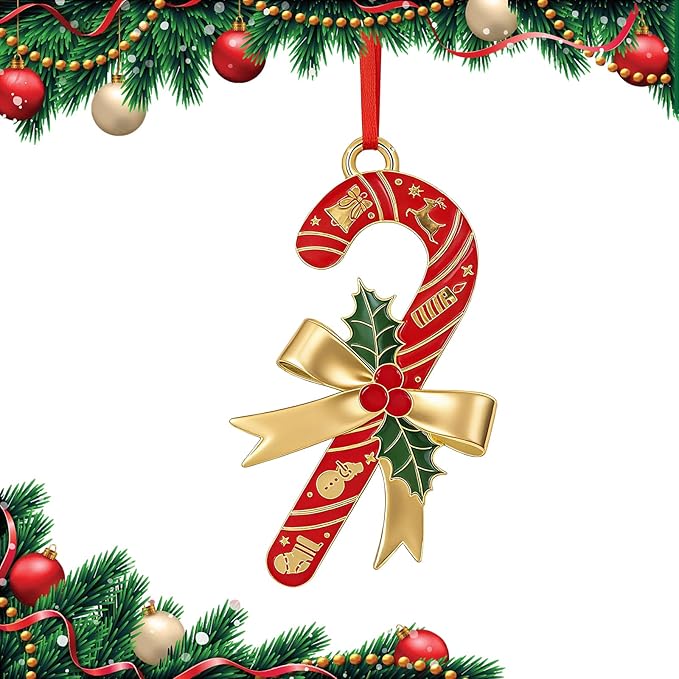 Candy Cane Christmas Ornaments 2025 for Holiday Party Decor, Metal Ornament for Home, Xmas Gift Cute Tree Decorations