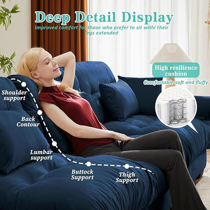 SoarFlash L Shaped Couches for Living Room, Small Sectional Sofa Set with Reversible Chaise, Modern Designed Sleeper Sofas and Modular Couch Function, Suitable for Small Spaces in Apartment, Blue