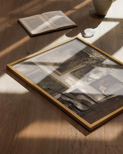 KBKBART Vintage Framed Wall Art , Farmhouse Decor Moody Still Life Canvas Oil Painting Vintage Dark Bathroom Art Prints, Neutral Antique Art Wall Decor for Bedroom, Living Room, Gallery, Gifts for Friends or Family (12"x16")