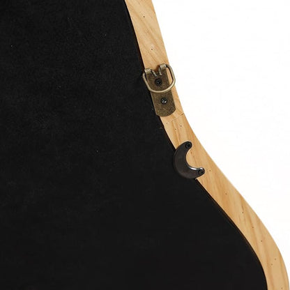 LuxenHome Asymmetrical Natural Wall Mirror for Bathroom, Large Irregular Oval Modern Decorative Vanity Mirror with Solid Wood Frame, Wall Mounted Hanging Sculptures for Living Room Bedroom Entryway