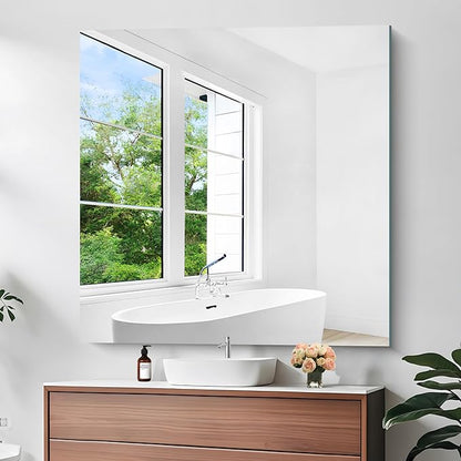 KOCUUY Large Frameless Mirror,48x48 Inch Square Bathroom Vanity Mirror for Over Sink, Upgraded Shatterproof Unframed Design for Bedroom, Living Room, Entryway