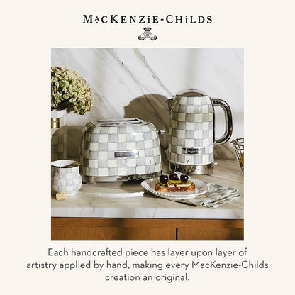 MACKENZIE-CHILDS Electric Kettle, Stainless-Steel Appliances Kettle, Gray-and-White Sterling Check