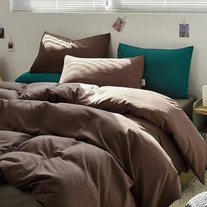 Pureant Brown Comforter Sets Full Solid Mocha Coffee Bedding Comforters Cotton Men Plain Dark Color Quilts Adults Chocolate Brownness Blankets Vintage Chestnut Comforters Teens Brown Dorm Bedding Soft