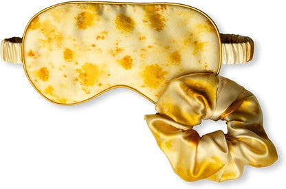 Silk & Willow 100% Pure Mulberry Silk Sleep Eye Mask & Hair Scrunchie Gift Set (Marigold Yellow)