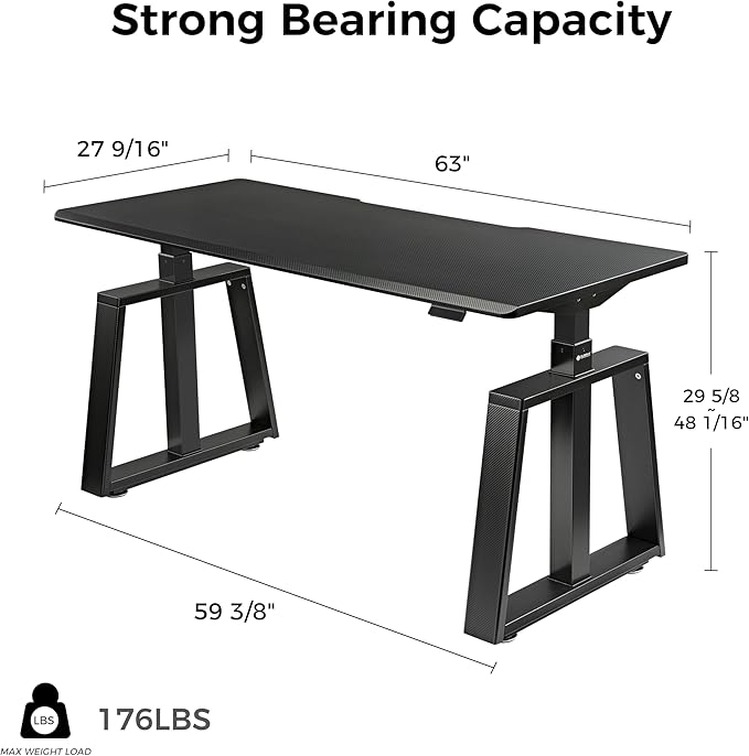 EUREKA ERGONOMIC Standing Gaming Desk, 63inch Executive Computer Desk Adjustable Height Desk Modern Trapezoidal Leg,Touch Screen,Black