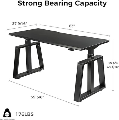 EUREKA ERGONOMIC Standing Gaming Desk, 63inch Executive Computer Desk Adjustable Height Desk Modern Trapezoidal Leg,Touch Screen,Black