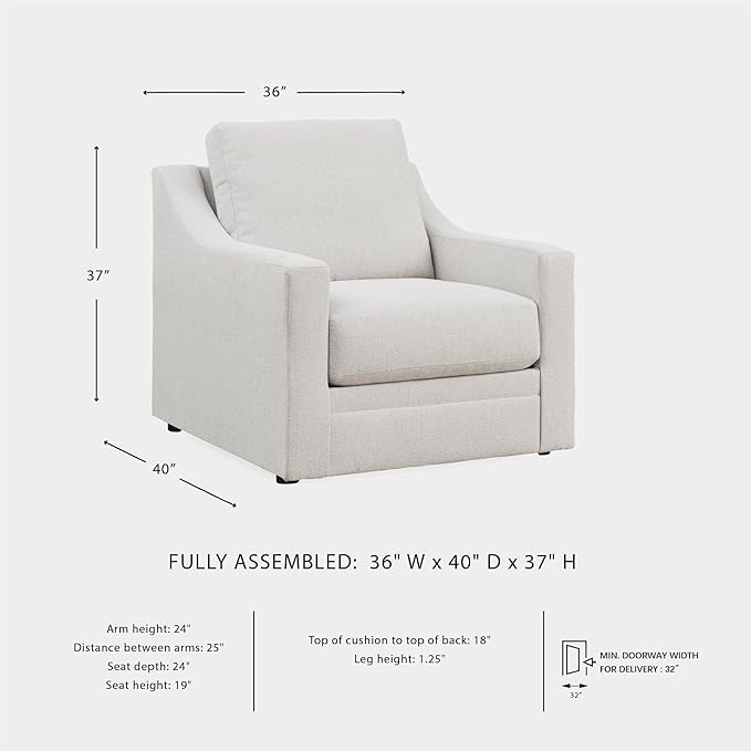 Signature Design by Ashley Maitelynn Contemporary Upholstered Chair with Non-Skid Legs, White