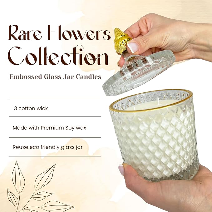 VIONAMI Luxury Scented Candle Gift – Black Bat Rare Flower Fragrance in Elegant Glass Jar, Soy Candles, Long-Lasting 80 Hr, 14.8 oz, Gift Ready – Luxury Candles for Women