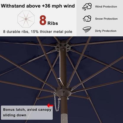 ABCCANOPY 10ft Scalloped Patio Umbrella, Outdoor Table Umbrella with Tilt and Crank, Fiberglass Ribs Deck Umbrella for Patio, Pool, Garden, Picnic (Tibetan Blue)