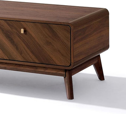 LuxenHome Coffee Table with Storage, 47" Mid Century Modern Coffee Table, Live Edge Coffee Tables for Living Room, Wooden Center Table with Ample Storage Space