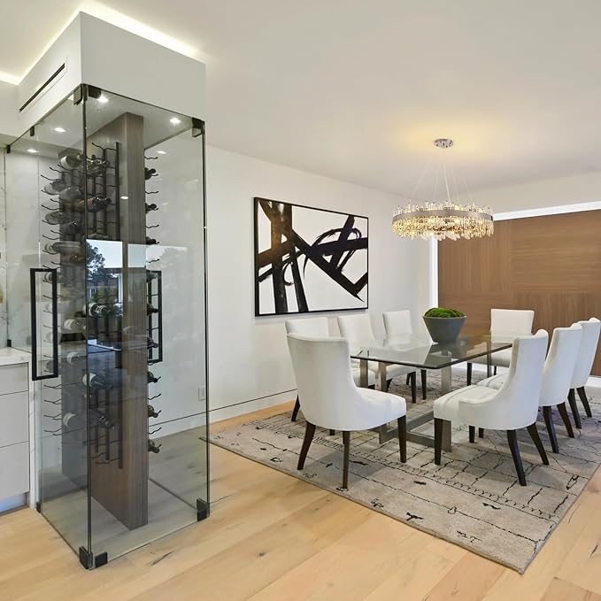 Siljoy 39.4'' Modern Crystal Chandelier, Luxury Large Nickel 2-Tiers Raindrop Chandelier, Adjustable Flush Mount Pendant Ceiling Light for Living Dining Room Foyer Entryway E12 x 20