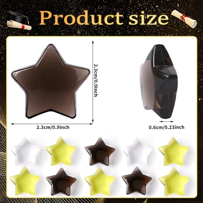 120 Pcs Happy New Years Acrylic Star Translucent Crystals Gems New Year 2026 3D Star Shaped Gems for Vase Filler Ice Rocks, Party Wedding Arts Crafts Decoration (Blak/Gold/Translucent)