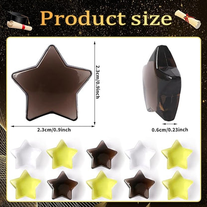 120 Pcs Happy New Years Acrylic Star Translucent Crystals Gems New Year 2026 3D Star Shaped Gems for Vase Filler Ice Rocks, Party Wedding Arts Crafts Decoration (Blak/Gold/Translucent)
