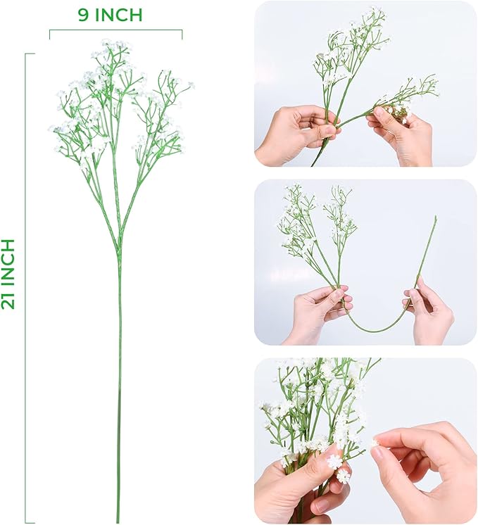 Babys Breath Artificial Flowers,6 Pcs Gypsophila Real Touch Flowers for Wedding Party Home Garden Decoration