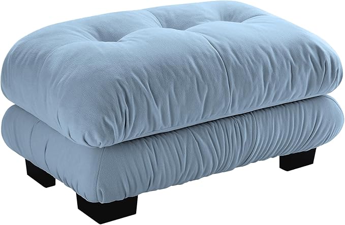SoarFlash Velvet Sectional Sofa Ottoman, Blue