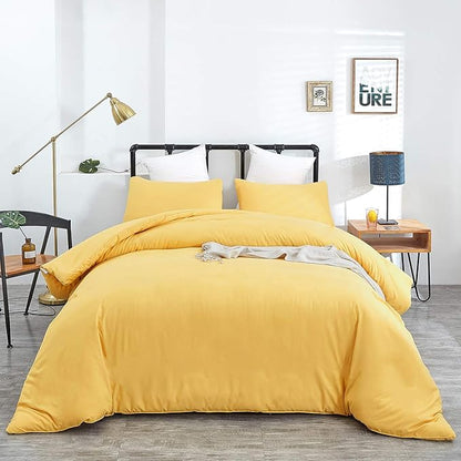 CLOTHKNOW Yellow King Size Comforter Set Dark Yellow Bedding Comforter Sets Soft Women Men Comforters with 2 x Pillow Cases