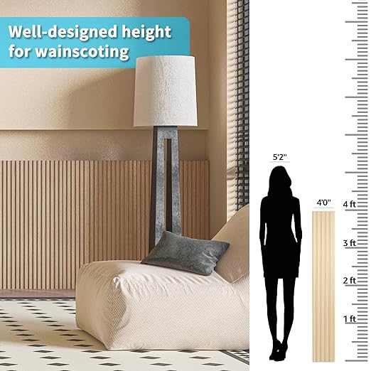 Art3d WPC Wainscoting Panels, 16-Pack 48 x 6 Inch 3D Wall Accents for Interior Wall Decor, Living Room, Bedroom, Oak