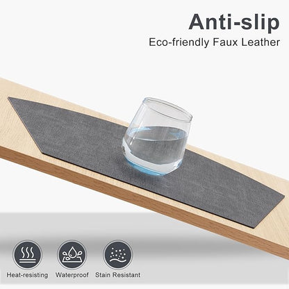 Homaxy Round Table Placemats Set of 6, Washable Wedge Shaped Faux Leather Table Mats, Wipeable Kitchen Dinner Place Mats for Indoor Outdoor, Dark Grey