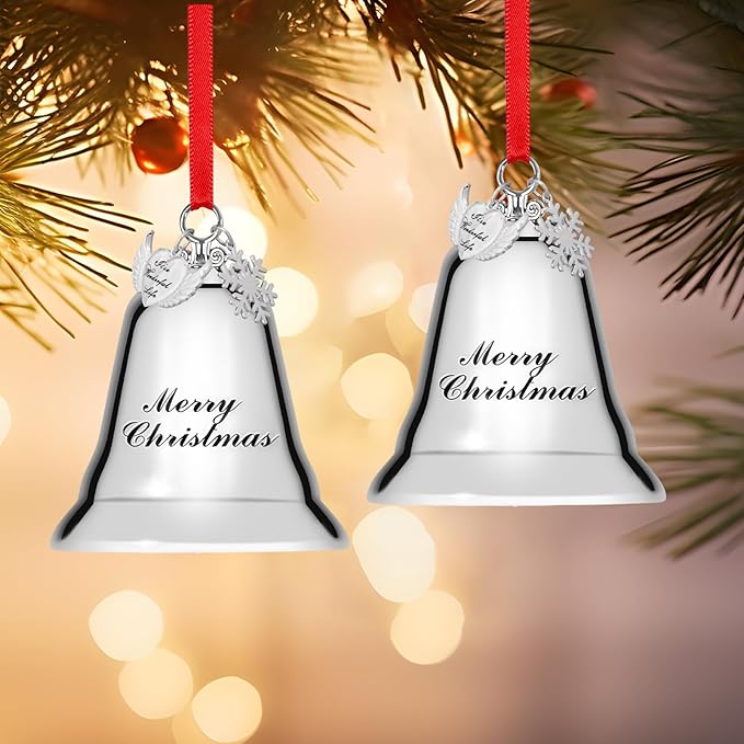 Styleonme Christmas Bells, 2025 Christmas Ornaments, This is a Christmas Angel Bell Accessory Inspired by a Beautiful Life, Featuring The Charm of zinc Alloy Heart-Shaped Angel Wings and Snowflakes