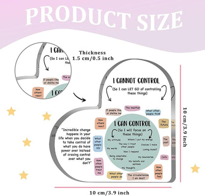 Mental Health Things I Can Control Decor, Mindfulness Therapy Anxiety Decor Office Acrylic Heart Gifts, School Counselor Sign Therapist Office Art Decorations for Therapist Office Living Room Bedroom Gift