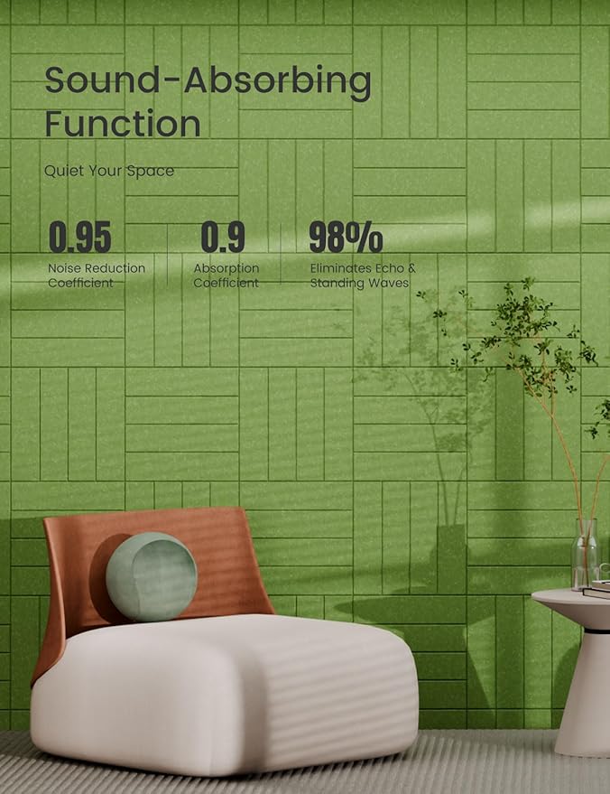 Bumusty Large Cork Board Alternative-47 x35 Felt Bulletin Board Tiles, with 30 Pushpins, 70 Adhesive Tabs, 12-Pack Slat Wall Paneling, Cork Boards for Office Push Pin Board Felt Board-Grass Green