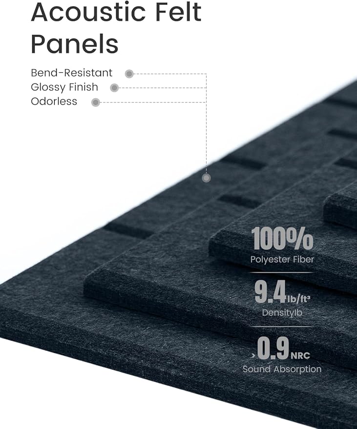 Bumusty Large Cork Board Alternative-36 x24 Felt Bulletin Board Tiles, with 30 Pushpins, 40 Adhesive Tabs, 6-Pack Slat Wall Paneling, Cork Boards for Office Push Pin Board Felt Board-Denim Blue