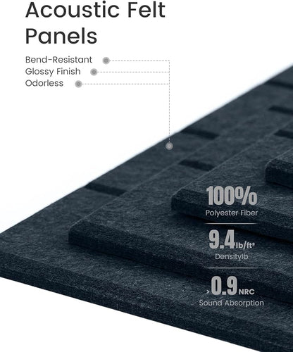 Bumusty Large Cork Board Alternative-36 x24 Felt Bulletin Board Tiles, with 30 Pushpins, 40 Adhesive Tabs, 6-Pack Slat Wall Paneling, Cork Boards for Office Push Pin Board Felt Board-Denim Blue