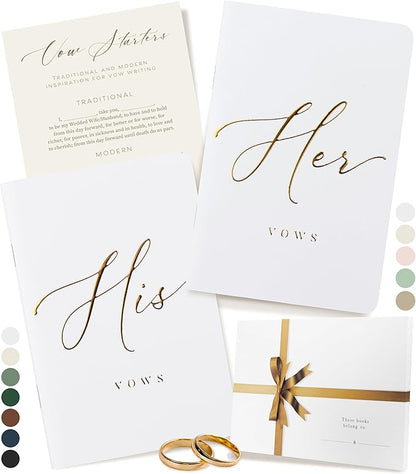 ARTESORI Premium Wedding Vow Book for Her & Him, Soft Touch, Gold Foil, 28 Lined Pages, Wedding Vow Books His and Hers, Wedding Essentials, Wedding Registry Ideas, His and Hers Gifts [White & White]