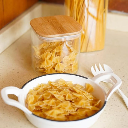 Glass Food Storage Jars Square 24oz, 4 Pack Glass Jars With Bamboo Lids, Kitchen Storage Containers For Spice, Candy, Cookie, Storage For Pantry Organizers