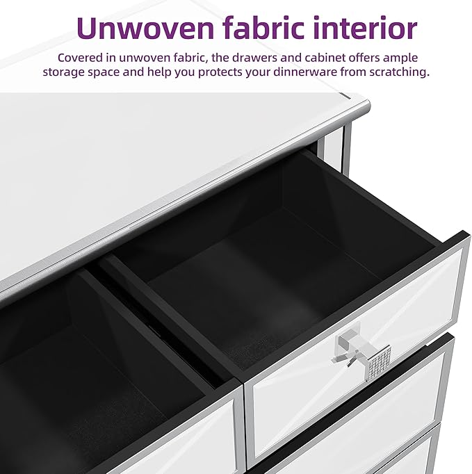 DWVO Silver 5 Drawer Dressers for Bedroom 35" Accent Chest with Drawers
