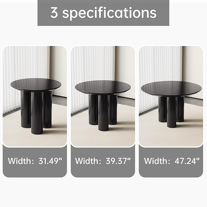 39.37" Black Round Dining Table Set, Mid Century Modern Round Dining Table for 4-6 Person for Kitchen Dining Room,Steel Legs, Coffee Table for Living Room,Office (1 Table with 2 Chairs)