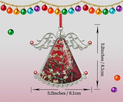 XUTAI Angel Christmas Tree Ornaments Christmas Ornament Tree Van Gogh Glass Christmas Hanging Angel Glass Pendant for Holiday Decoration
