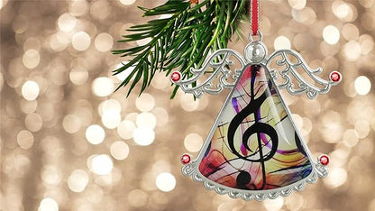 XUTAI Angel Christmas Tree Ornaments Music Note Glass Christmas Hanging Angel Glass Pendant for Holiday Decoration