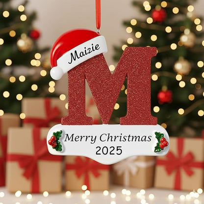 2025 Personalized Initial Christmas Ornaments – MBBEST 3D Letter Ornaments with Name, Custom UV Printed A–Z Initial Ornament for Christmas Tree, Unique Xmas Gifts for Family, Kids & Friends