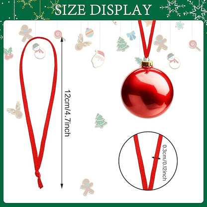 JUNEBRUSHS 300Pcs Christmas Ornament Hangers, Hand Tied String Ties Ornament Loops Thin Red Ribbon for Ornaments Christmas Tree Hanging Decorations (Red)