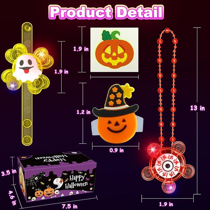 Halloween Party Favors for Kids, 100 Pack Glow in the Dark Toys Halloween Toys Bulk for Halloween Party School Classroom Prizes Goodie Bags Trick or Treats Gifts