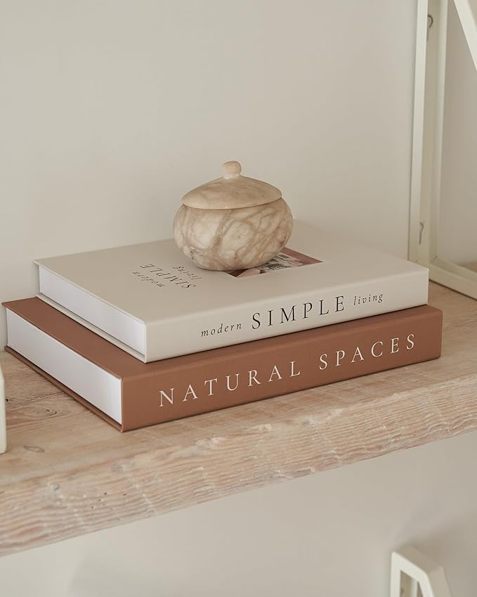 Beautiful Decorative Books - Set of 2 Boxes Enhance Your Table, Bookshelf or Mantel Shelf Decor - Aesthetic Fake/Faux Books for Modern Home Decoration, Photo Storage and as a Keepsake Box