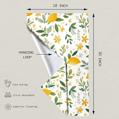 Eunzel Kitchen Tea Towel Quick Dry Microfiber Dish Towels 18x30 Lemon