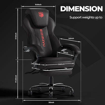 Ergonomic Office Chair with Adjustable Headrest and Footrest, High Back Desk Chair with Linkage Armrests, Reclining Swivel Chair for Home Office, Executive Office Chair (Red)