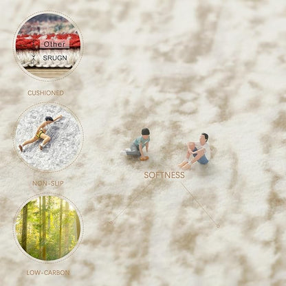 Washable Rugs 8x10 Area Rugs for Living Room,Rugs for Bedroom,Large Carpets,Ultra Soft Faux Wool Retro Dining Room Rug,Non Slip&Non-Shedding Low Pile Vintage Print Rug for Home Office-Beige