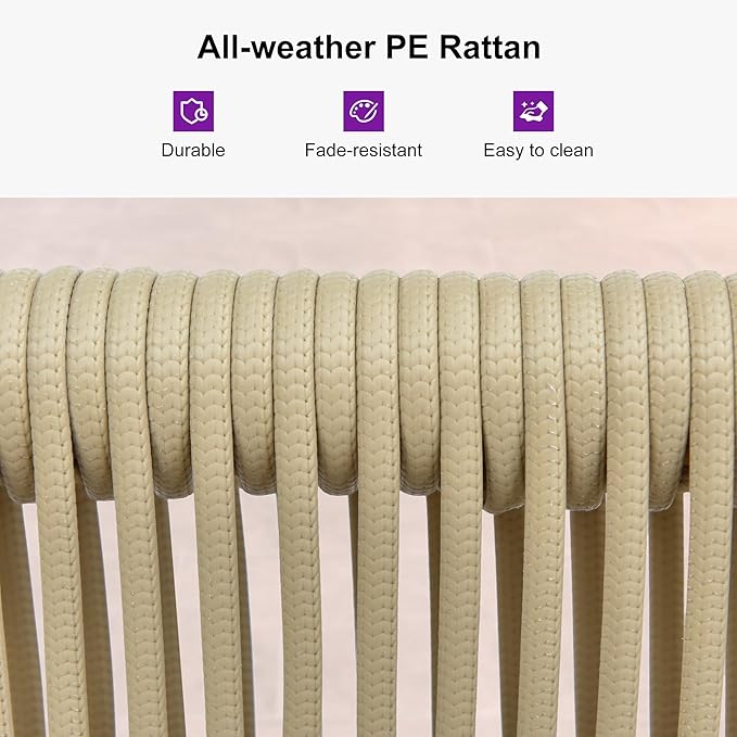 PURPLE LEAF 9 Pieces Patio Dining Set with Outdoor Aluminium Dining Table and Woven Chairs Modern Metal Furniture Cushions Sets for Garden Yard Indoor Decor Kitchen Teak