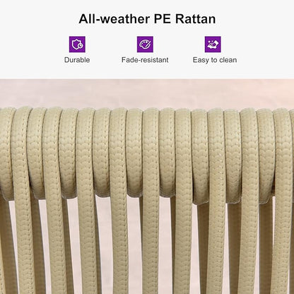 PURPLE LEAF 9 Pieces Patio Dining Set with Outdoor Aluminium Square Dining Table and Woven Chairs Modern Metal Furniture Cushions Sets for Garden Yard Indoor Decor Kitchen Teak